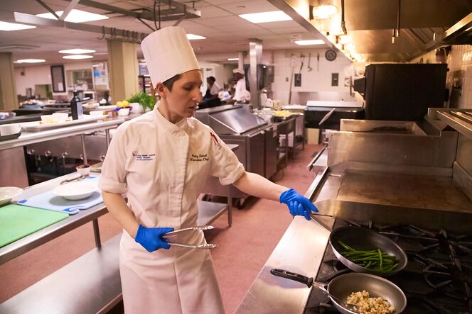 Patricia Sobol cooking at Long Island Jewish Valley Stream